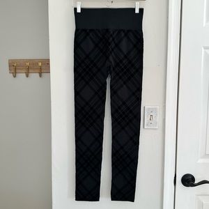 First Kick Maternity Fleece Lined Black Plaid Leggings One Size Fits All